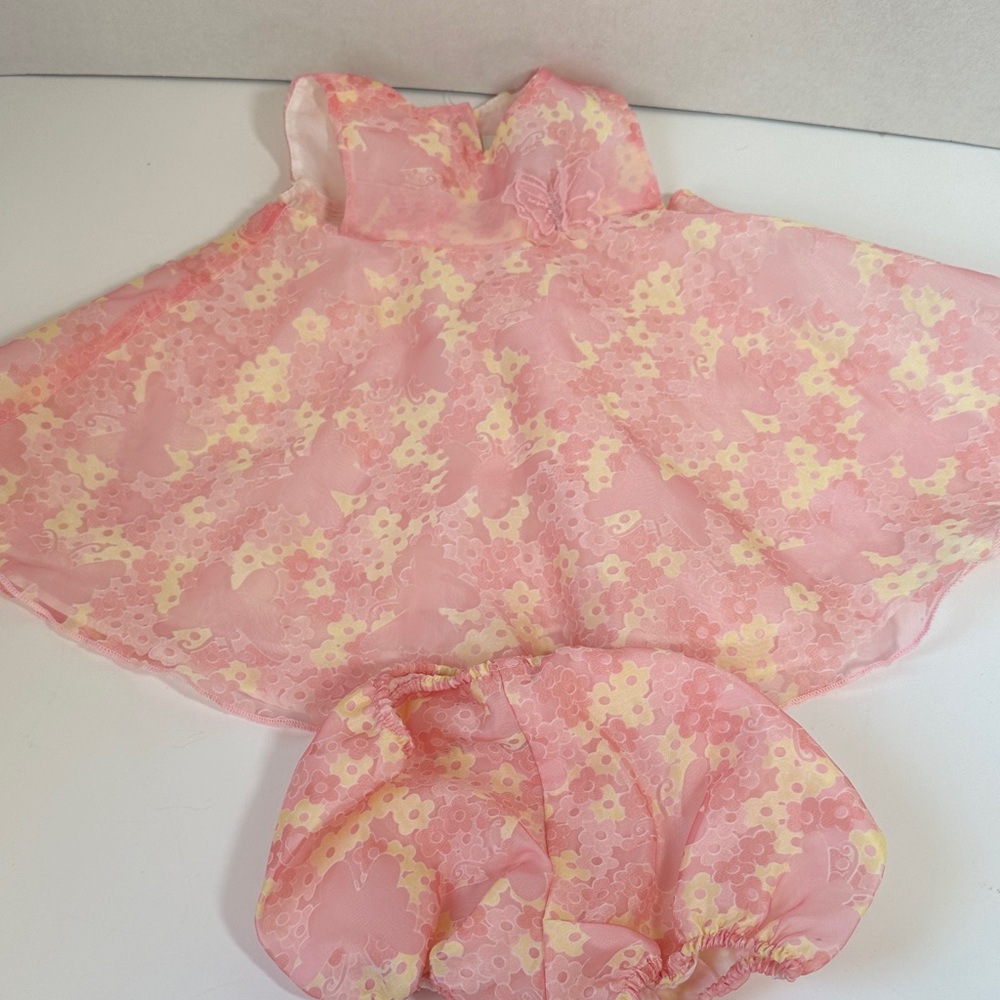 George pink and yellow floral baby dress size 0-3 months